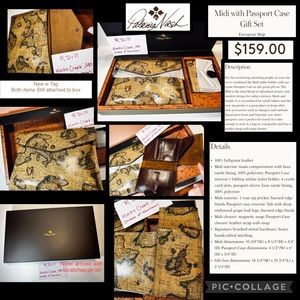 $159 ⭐️Patricia Nash Midi Tablet Holder with Passport Case Gift Set European Map